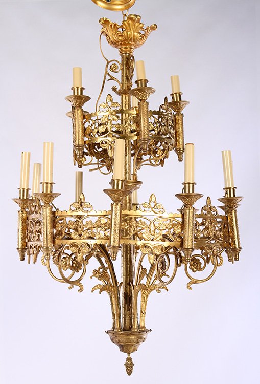 BRONZE 2 TIER CHANDELIER 15 LIGHTS LEAF BERRY (1 of 5)