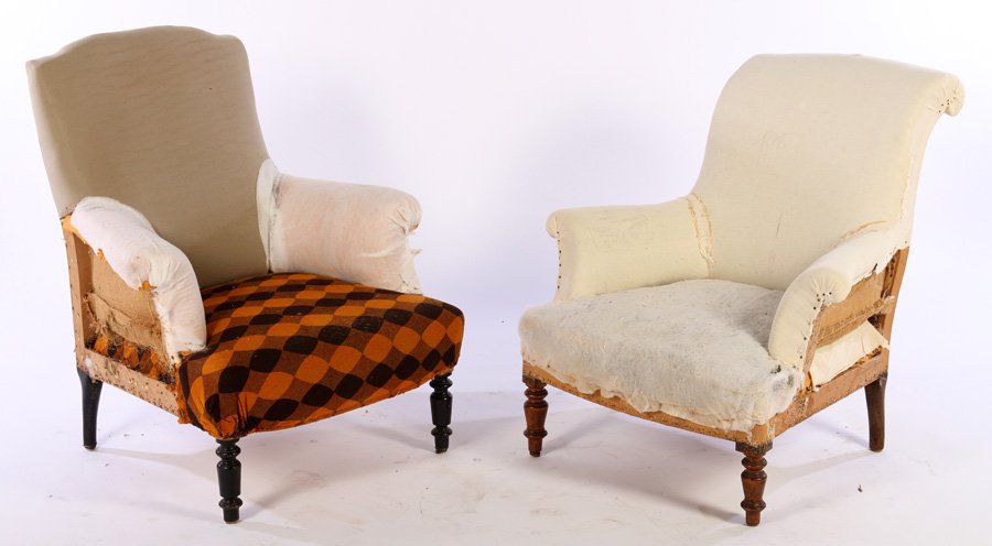 PAIR 19TH C. NAPOLEON III CLUB CHAIRS CIRCA 1870 (1 of 7)