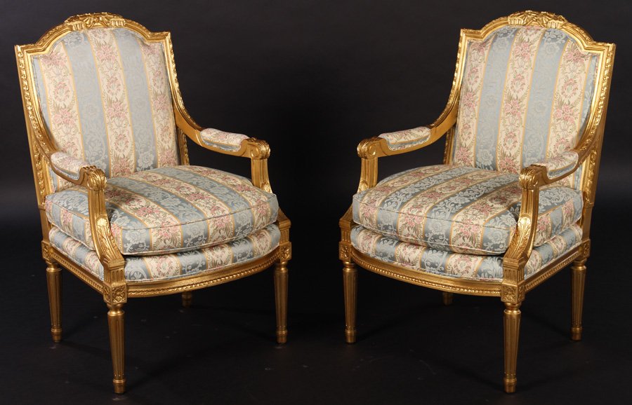 PAIR LOUIS XV GILTWOOD CARVED ARM CHAIRS NANCY CORZINE (1 of 6)