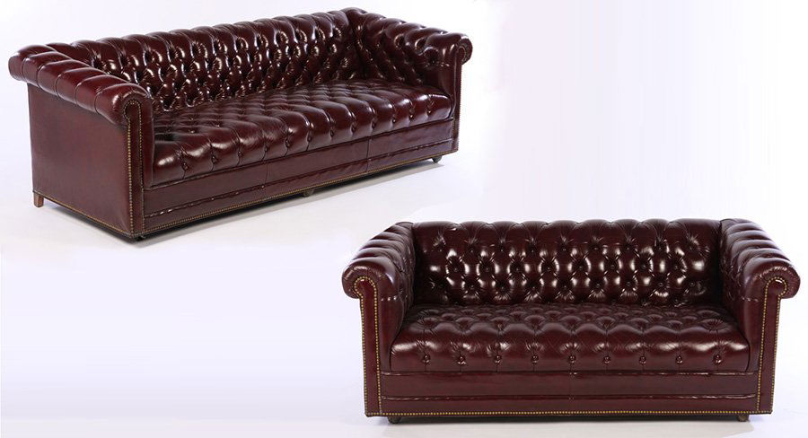 2 LEATHER CHESTERFIELDS SOFA LOVE SEAT (1 of 6)