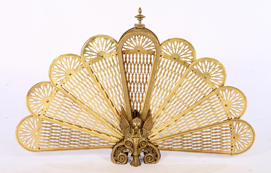 BRONZE BRASS FAN FORM FIREPLACE FENDER (1 of 4)