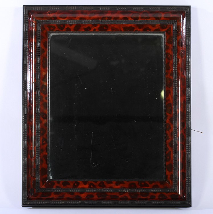 EBONIZED FAUX TORTOISE SHELL MIRROR C.1930 (1 of 2)