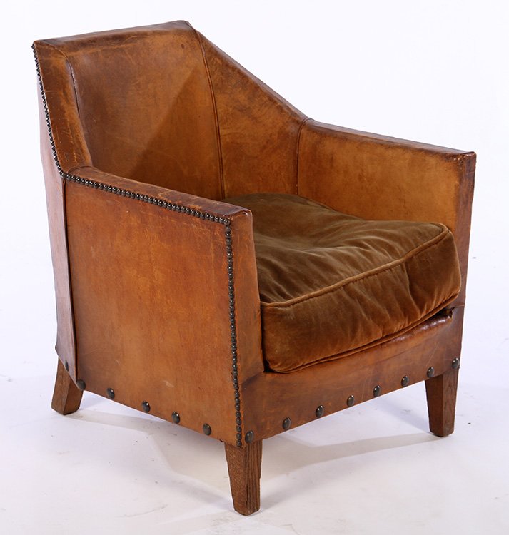 FRENCH ART DECO LEATHER CLUB CHAIR 1930 (1 of 6)