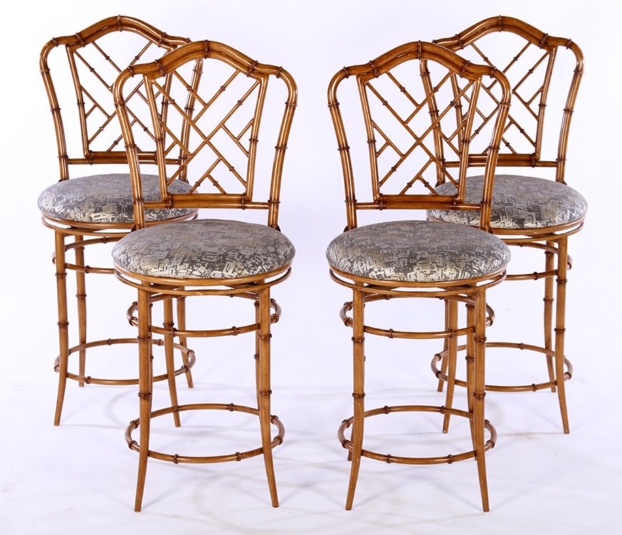 SET OF 4 FAUX BAMBOO METAL BARSTOOLS (1 of 5)