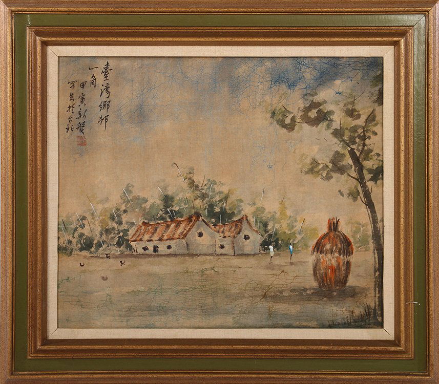 ANTIQUE CHINESE MIXED MEDIA DRAWING SIGNED (1 of 5)
