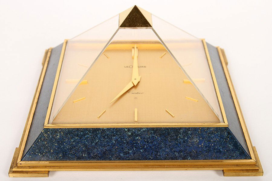 LAPIS BRONZE PYRAMID CLOCK LECOULTRE FOR CARTIER (1 of 9)