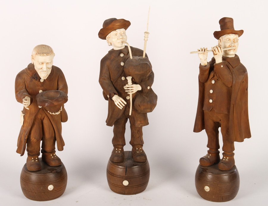 3 WOOD AND IVORY FIGURES CIRCA 1890 (1 of 5)