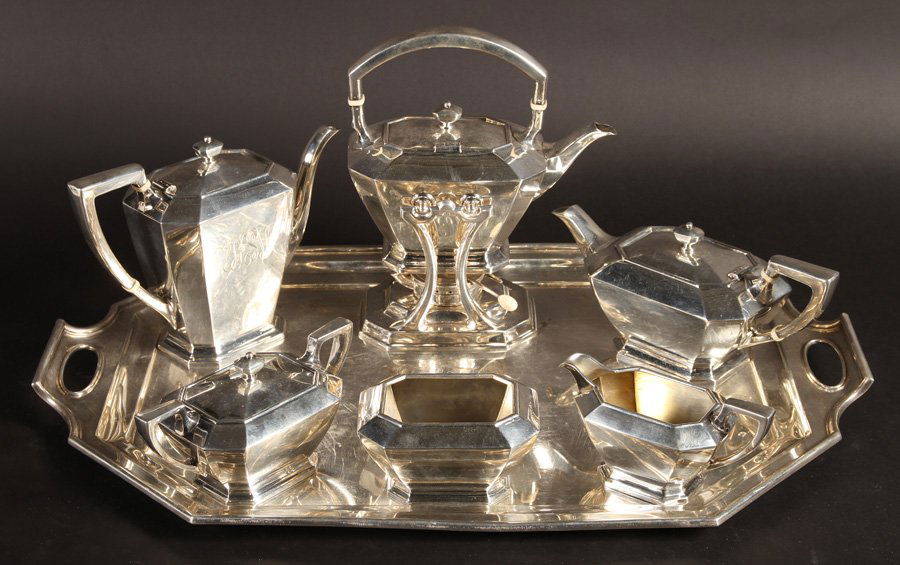 STERLING SILVER TEA SERVICE C.1930 201.249 TROY OZ (1 of 6)
