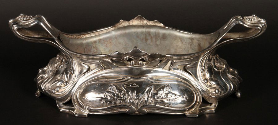 ART NOUVEAU SILVER PLATE CENTREPIECE BOWL C. 1900 (1 of 4)