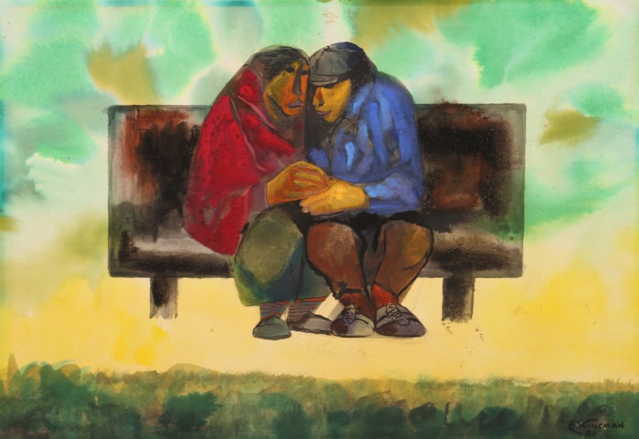 EDUARDO KINGMAN WATERCOLOR SIGNED DATED 1986 (1 of 3)