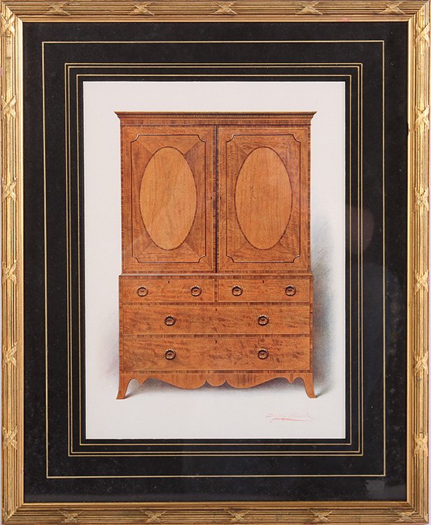 FRAMED PRINT OF A BIEDERMEIER CABINET (1 of 4)