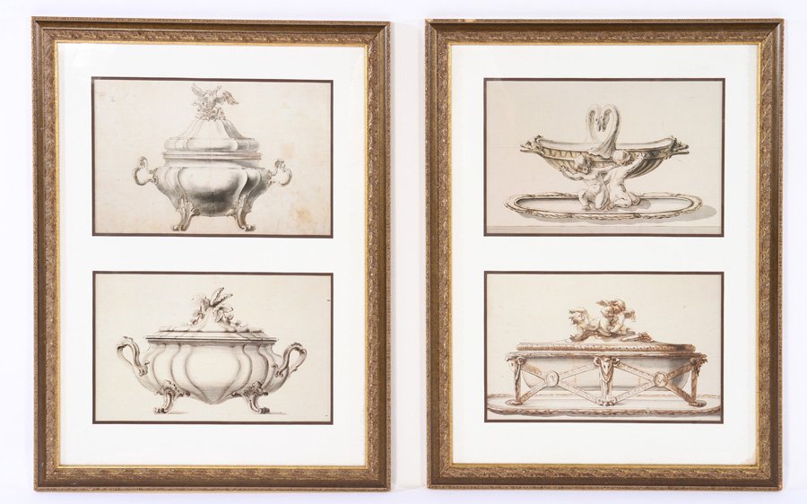 PAIR LITHOGRAHS IN COLOUS SEVRES STYLE STUDIES: A pair of lithographs in colour depicting Sevres style studies of decorative objects. Ht: 29" Width: 22" (Framed)