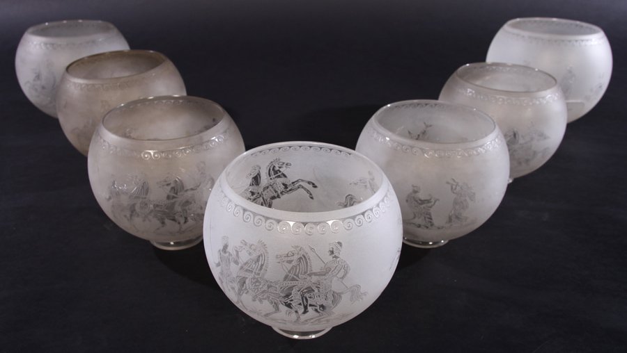 LOT OF 7 GAS SHADES FROM CRYSTAL CHANDELIER (1 of 6)