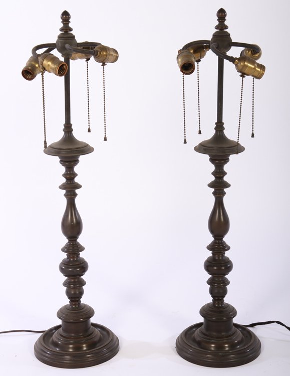 PAIR OF BRONZE TABLE LAMPS 1900 (1 of 5)