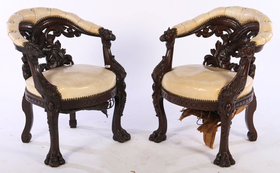 HORSE HEAD POKER CHAIRS BY GEORGE HENKELS C.1875 (1 of 7)