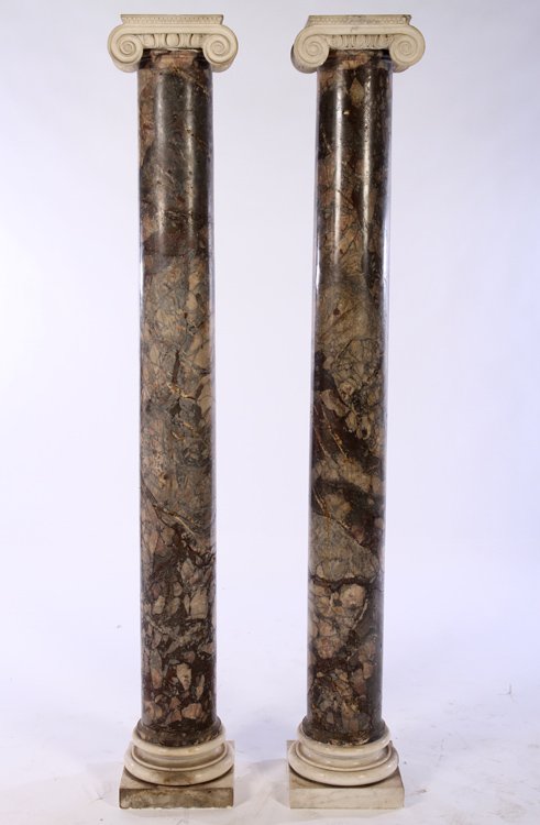 SET OF 4 LATE 19TH C. CARVED MARBLE COLUMNS 1870 (1 of 4)
