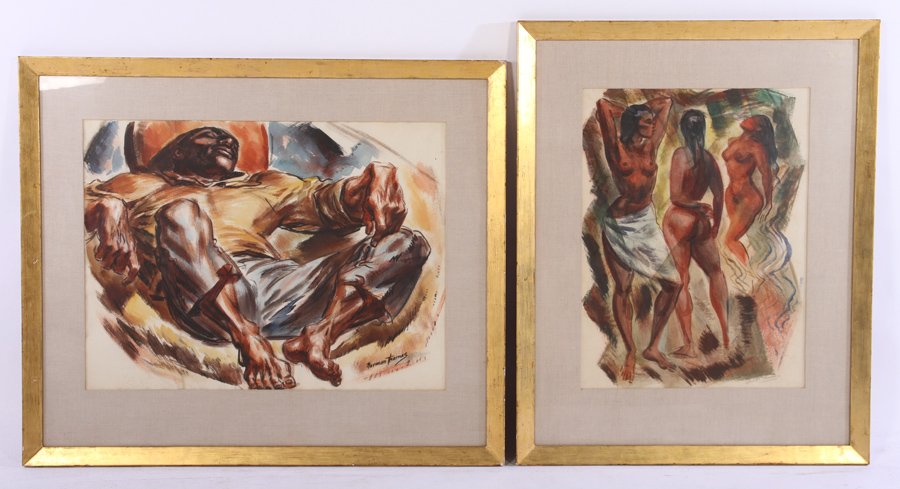 NORMAN THOMAS AMERICAN TEMPERA ON PAPER SIGNED (1 of 5)