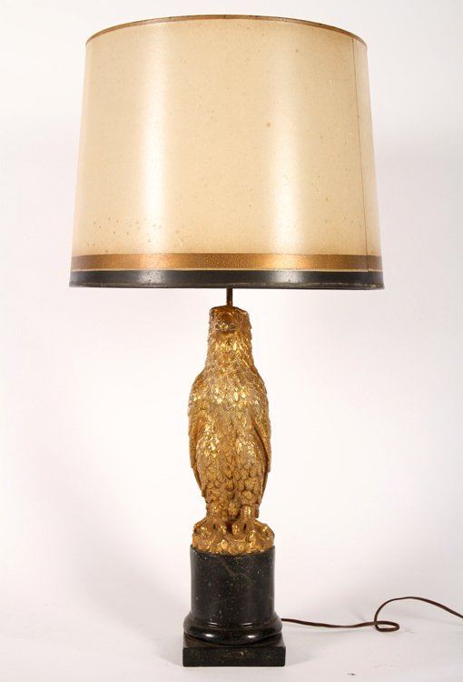 GOLD GILT COMPOSITION LAMP STANDING EAGLE (1 of 5)