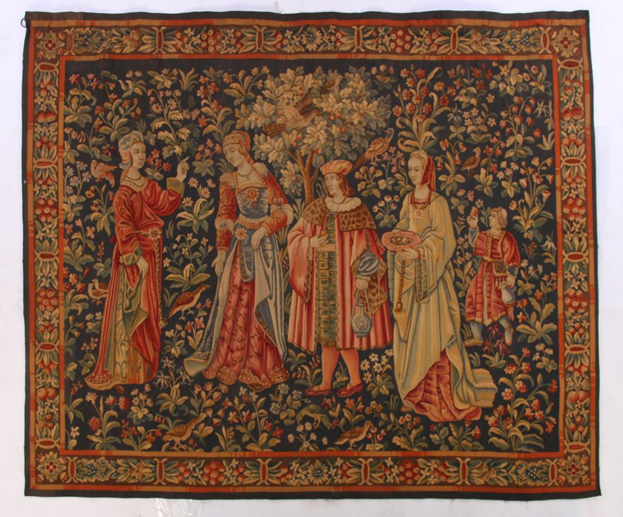 FINE HAND MADE 19TH CEN. TAPESTRY KING & COURT (1 of 4)