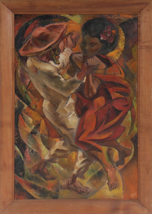 NORMAN THOMAS DANCERS OIL ON CANVAS AMERICAN (1 of 4)