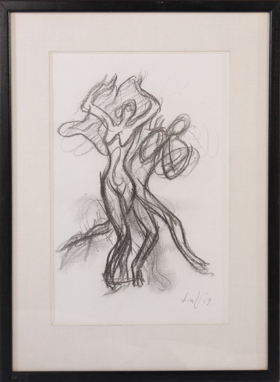 LEON UNDERWOOD SIGNED CHARCOAL ON PAPER 1959 (1 of 4)