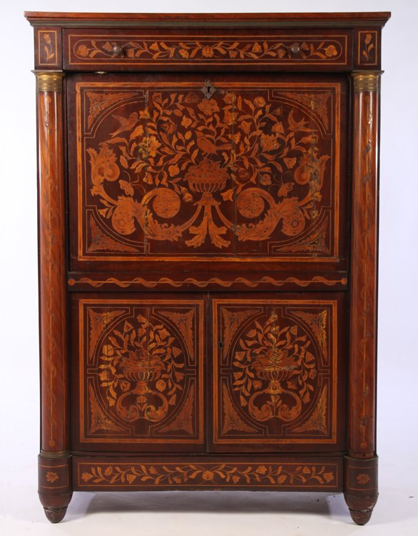 19TH C. DUTCH MARQUETRY INLAID ABBATTANT (1 of 6)