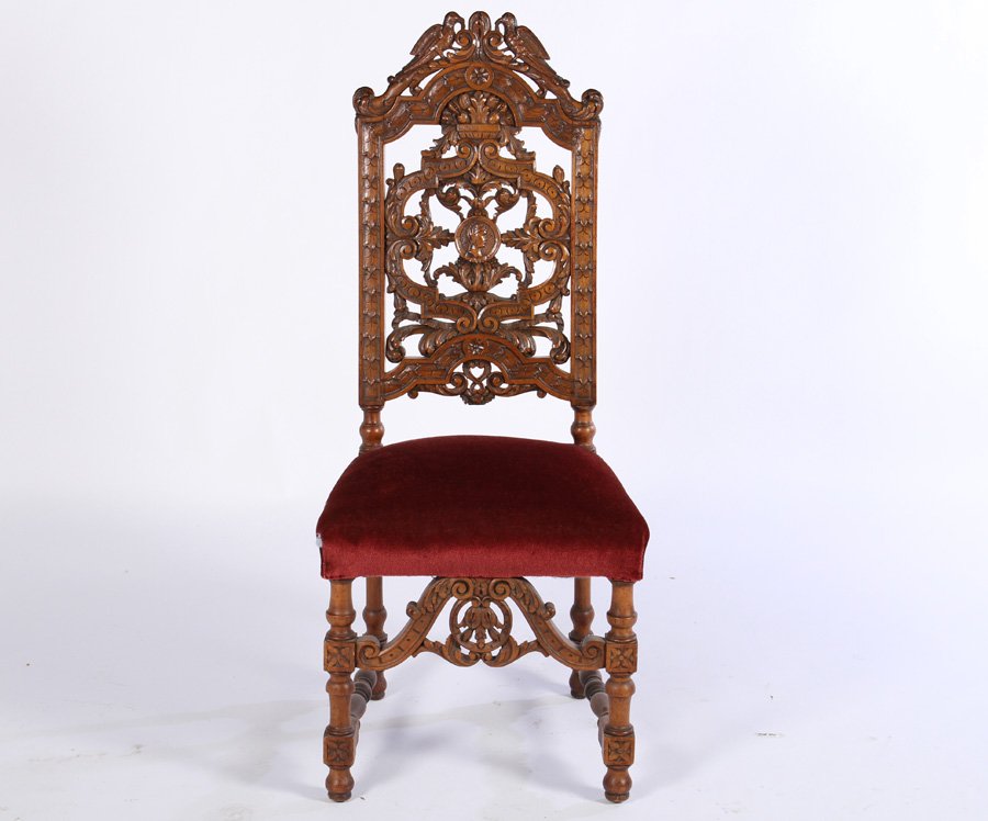 CARVED VICTORIAN SIDE CHAIR BIRD CREST 1890 (1 of 6)