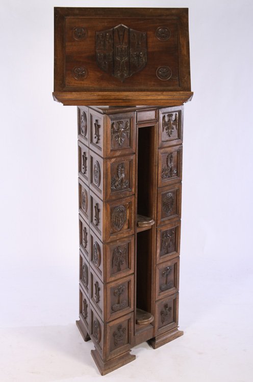 19TH CENT. WALNUT REVOLVING LIBARY BOOK STAND (1 of 6)
