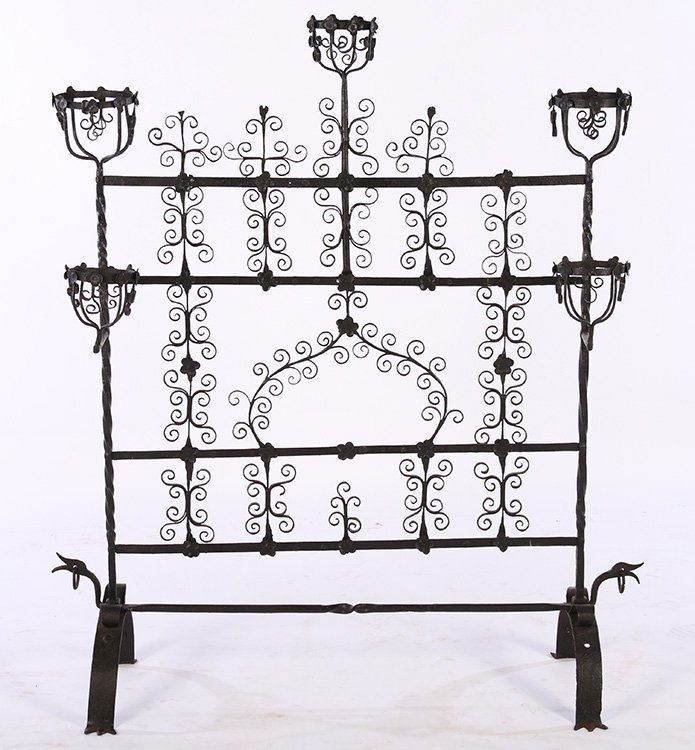 SPANISH RENAISSANCE STYLE IRON FIRESCREEN C. 1910 (1 of 4)