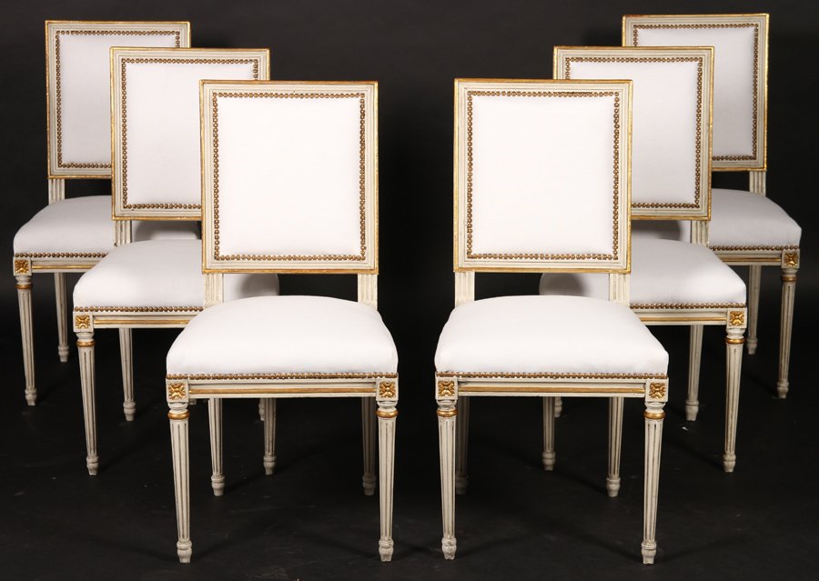 SET OF 6 LOUIS XVI DINING CHAIRS MANNER OF JANSEN (1 of 5)