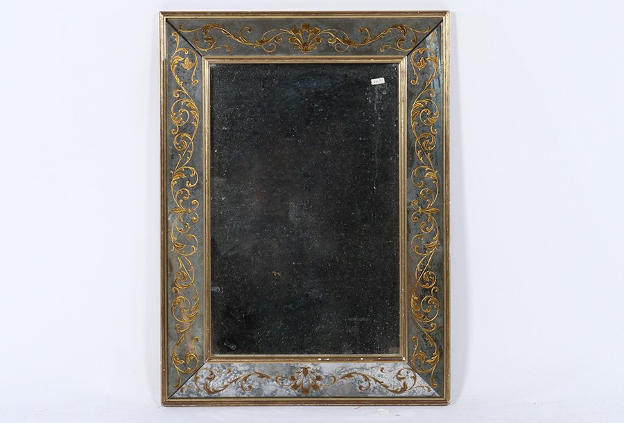 EGLOMISE DECORATED MIRROR GILTWOOD FRAME 1960 (1 of 3)