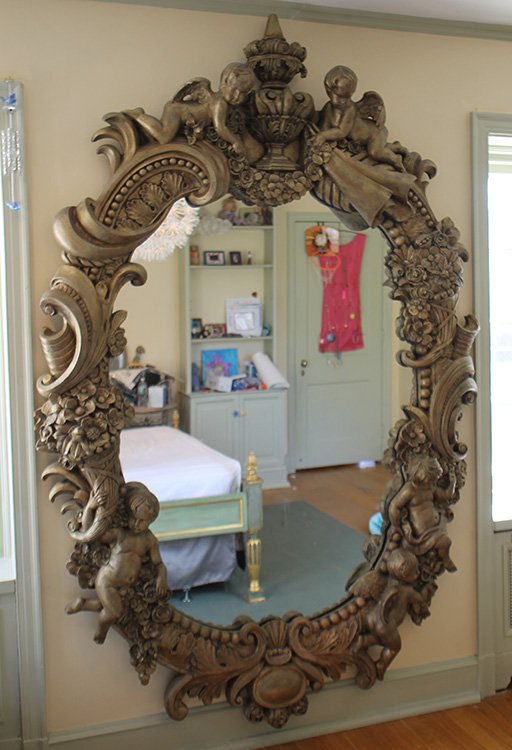 BAROQUE STYLE GILT CHERUB MIRROR (1 of 5)