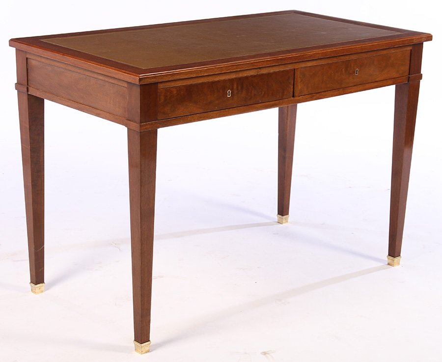 FRENCH MAHOGANY LEATHER TOP WRITING DESK 2 1940 (1 of 5)
