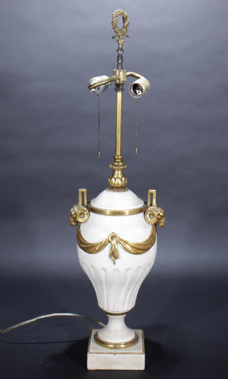 NEOCLASSICAL MARBLE LAMP RAM'S HEAD C.1940 (1 of 3)