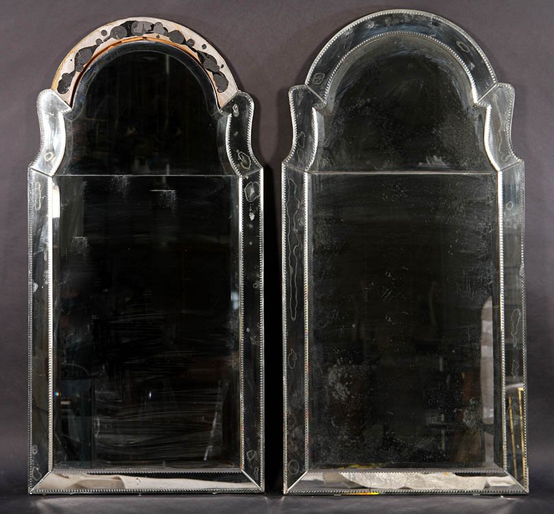PAIR VENETIAN STYLE ARCHED TOP MIRRORS C.1950 (1 of 5)