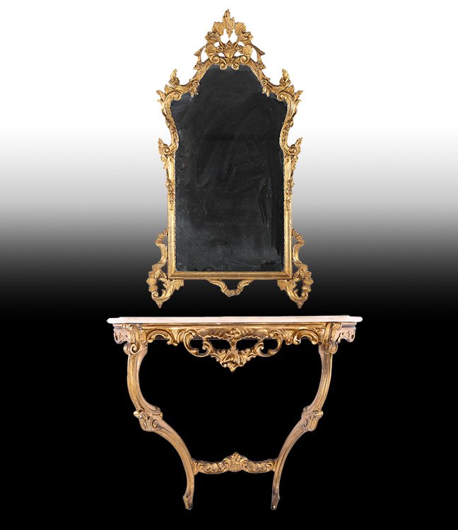 ITALIAN GILTWOOD ONYX CONSOLE TABLE & MIRROR (1 of 8)