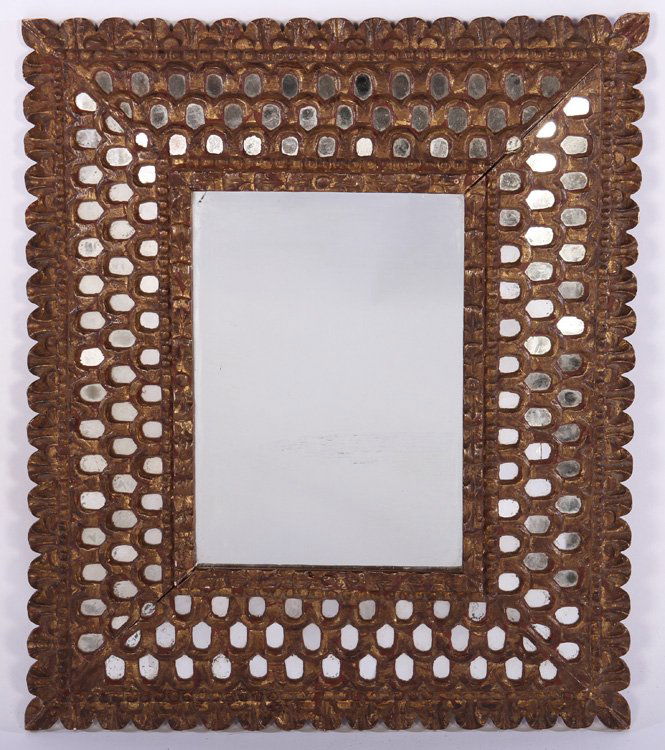 GILTWOOD GESSO CARVED MIRROR INSET ARCHED MIRROR (1 of 2)