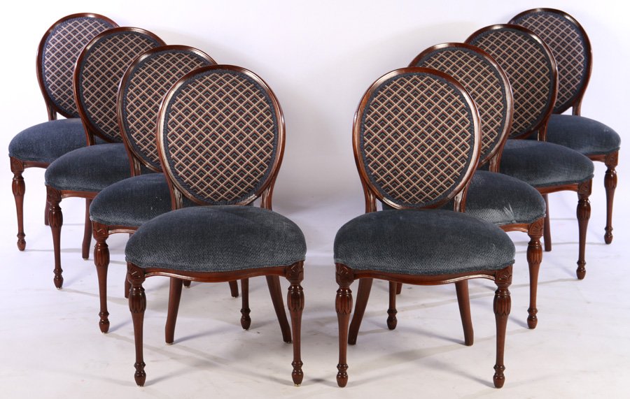 SET 8 MAHOGANY UPHOLSTERED DINING CHAIRS (1 of 4)
