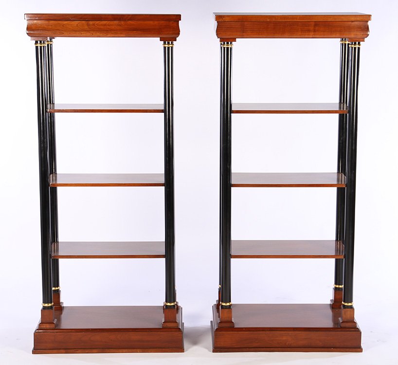 PAIR EMPIRE ETEGERES SINGLE DRAWER 3 SHELVES (1 of 4)