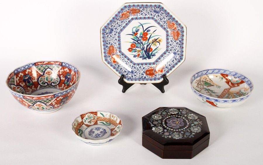 5 PC LOT ASIAN ITEMS PORCELAIN 1880-1950 (1 of 4)