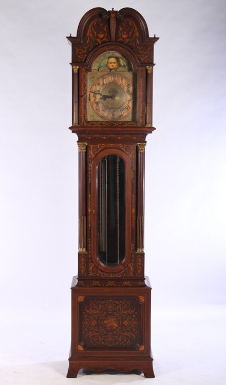 TIFFANY TRIPLE WEIGHT GRANDFATHER CLOCK C.1900 (1 of 8)