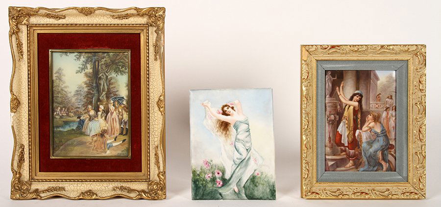 LOT OF 3 PAINTINGS ON PORCELAIN CIRCA 1900 (1 of 2)