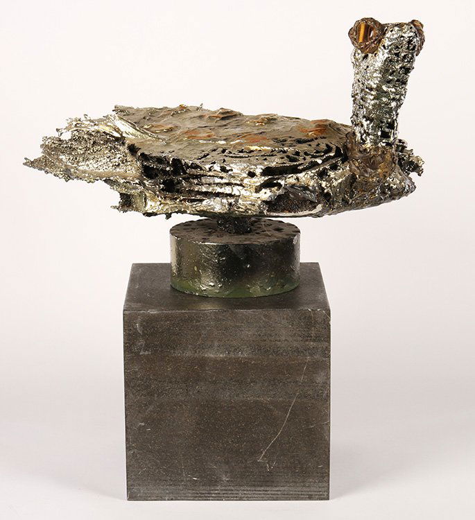 MID CENTURY MODERN METALLIC TURTLE FORM SCULPTURE (1 of 4)