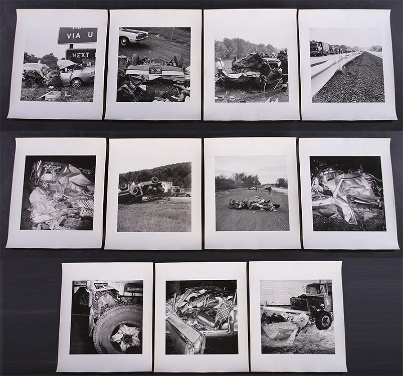 11 PHOTOGRAPHS PA TURNPIKE AUTO CRASHES C.1970 (1 of 9)
