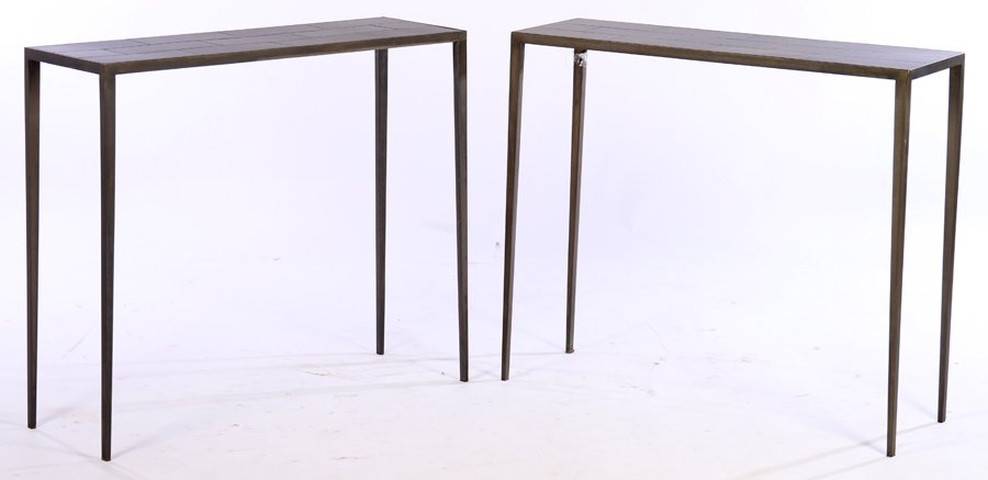 PAIR IRON CONSOLE TABLES MANNER JEAN MICHEL FRANK (1 of 4)