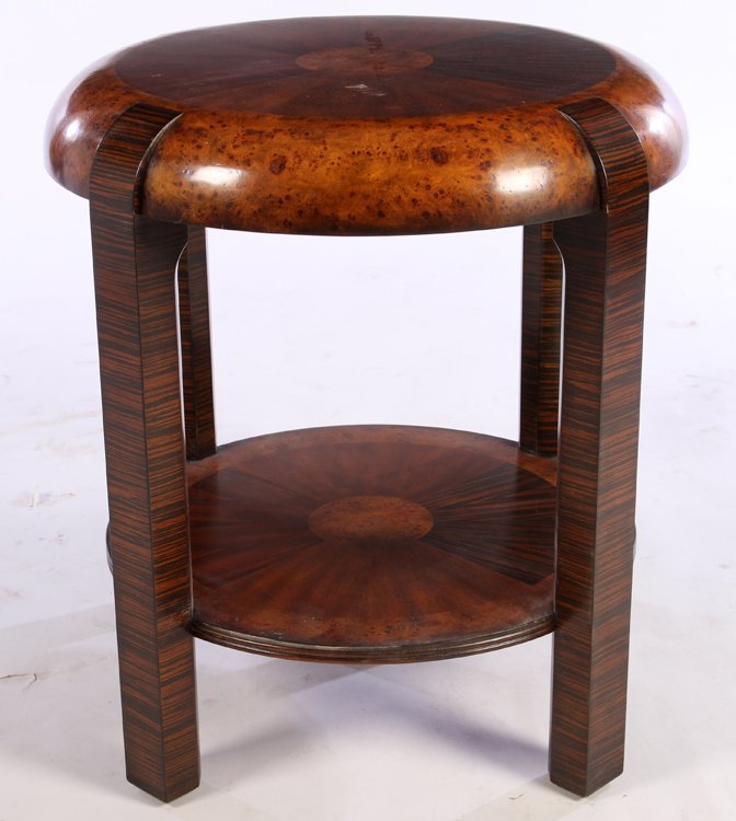 ART DECO STYLE SIDE TABLE BURL INLAID MACASSAR (1 of 4)