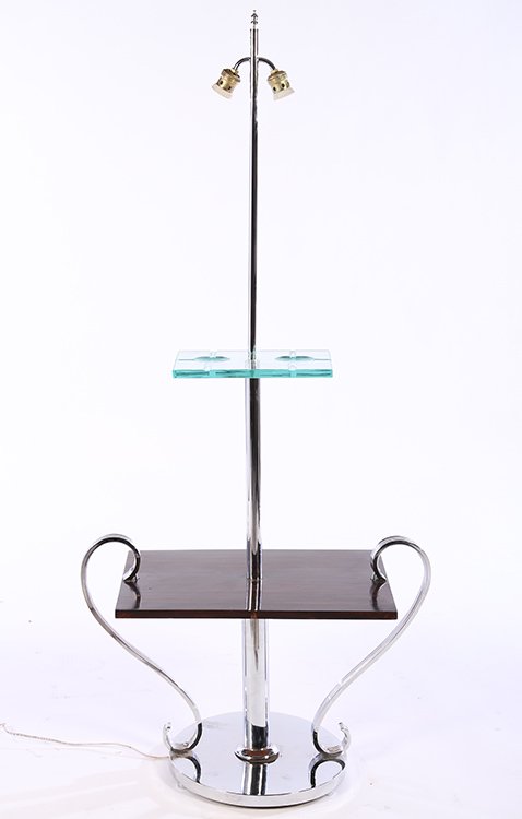 ART DECO CHROME & MACASSAR FLOOR LAMP C.1935 (1 of 5)