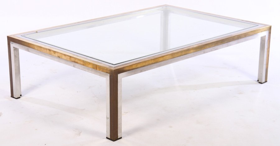 ITALIAN 2 TONE BRASS CHROME COFFEE TABLE 1970 (1 of 3)