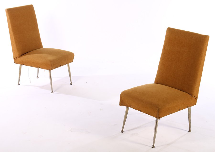 PAIR ITALIAN MID CENTURY SLIPPER CHAIRS 1960 (1 of 4)