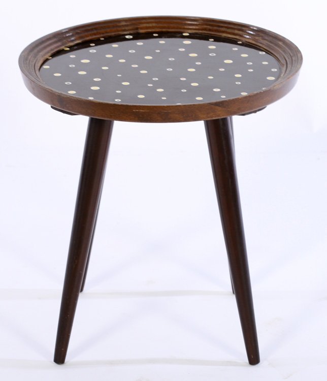 DUNBAR STYLE TABLE WITH PORCELAIN TOP C.1950 (1 of 3)